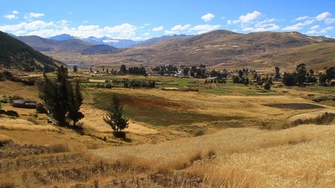 Peruvian Rural View of Towns Next to Andes Mountains Stock Footage 110336596