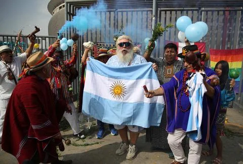 Peruvian shamans perform ritual ahead of FIFA World Cup 2026 final, Lima, Peru - Stock Photos