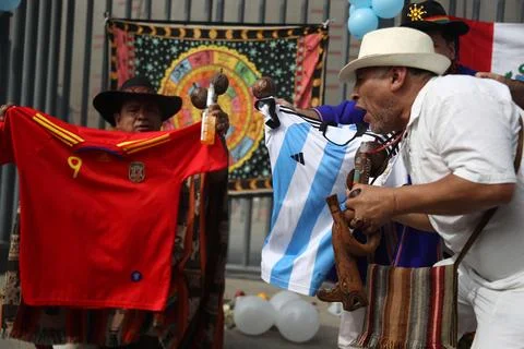 Peruvian shamans perform ritual ahead of FIFA World Cup 2026 final, Lima, Peru - Stock Photos