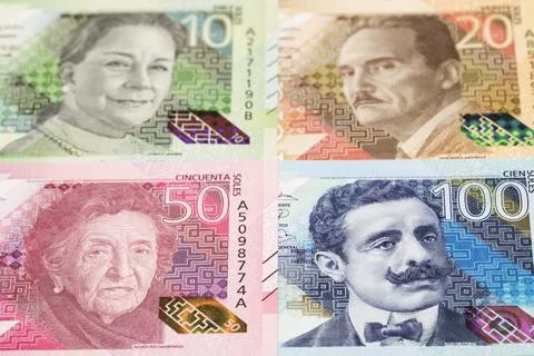 Peruvian Sol a business background Stock Photos