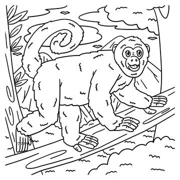 Peruvian Yellow Tailed Woolly Monkey Coloring Page Illustrazione stock