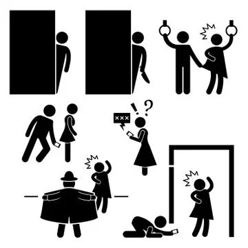 Pervert Stalker Physco Molester Flasher Stick Figure Pictogram Icon Stock Illustration