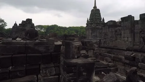 Perwara Temples, Headless Buddha Statue, Sewu Temple, Indonesia Stock Footage 285075261