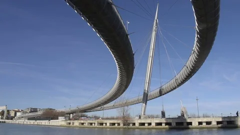 Pescara. View from the bottom of the "Ponte del Mare" (Bridge of the sea). Stock Footage 84090981