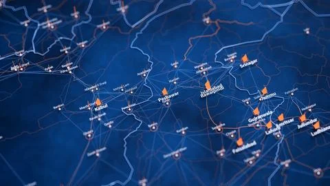 Peshawar map big data visualization. Futuristic map infographic of city in Stock Illustration