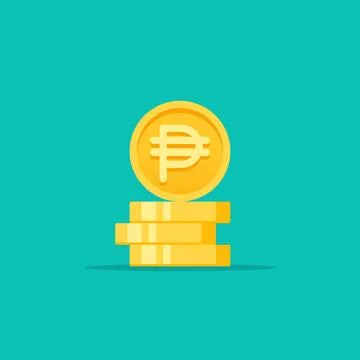 Peso golden coins stack flat style vector illustration Stock Illustration