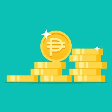 Peso golden coins stack flat style vector illustration Stock Illustration