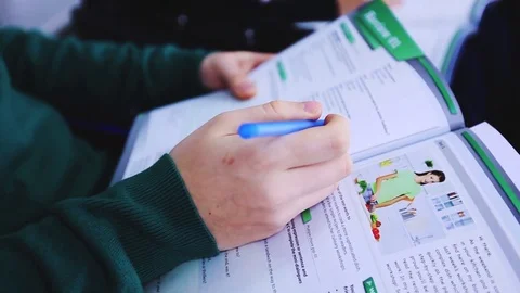 Peson studing by educational programm, lesson of subjects in University Stock Footage 84754392