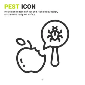 Pest and fruit icon vector with outline style isolated on white background Stock Illustration