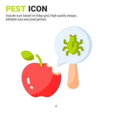 Pest and fruit icon vector with flat color style isolated on white background 스톡 일러스트
