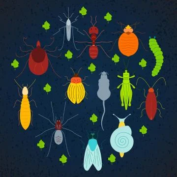 Pest coloured set Stock Illustration