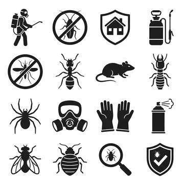 Pest Control and Exterminator Vector Icon Set Collection Stock Illustration