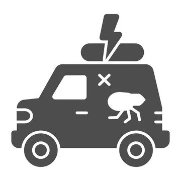 Pest control car solid icon, pest control concept, Insect repellent service sign Illustrazione stock