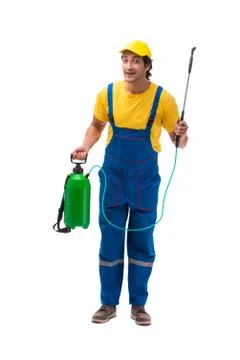Pest control contractor isolated on white background Stock Photos