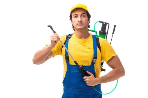 Pest control contractor isolated on white background Stock Photos