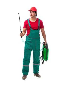 Pest control contractor isolated on white background Stock Photos