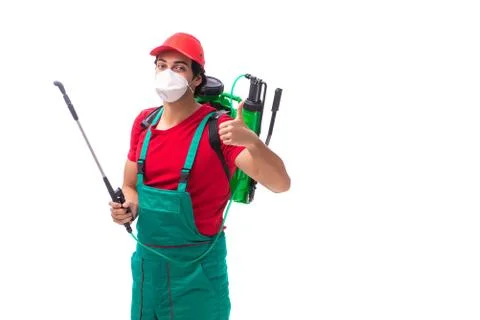 Pest control contractor isolated on white background Stock Photos