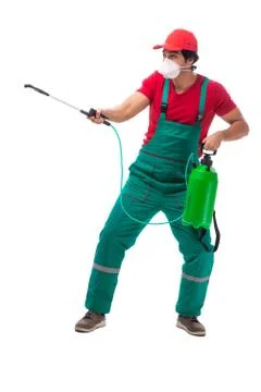 Pest control contractor isolated on white background 库存照片