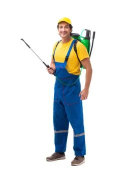 Pest control contractor isolated on white background Stock Photos