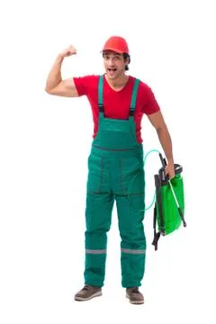 Pest control contractor isolated on white background Stock Photos