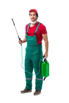 Pest control contractor isolated on white background Stock Photos