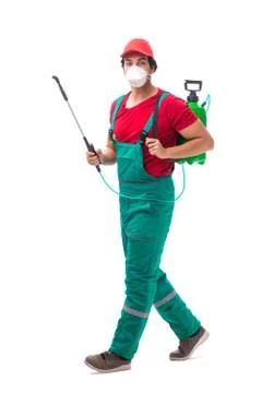 Pest control contractor isolated on white background Stock Photos