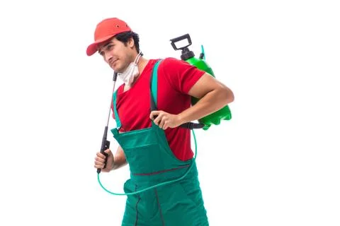 Pest control contractor isolated on white background Stock Photos