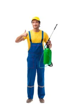 Pest control contractor isolated on white background Stock Photos