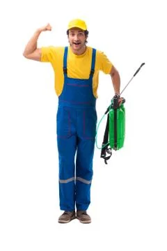 Pest control contractor isolated on white background Stock Photos