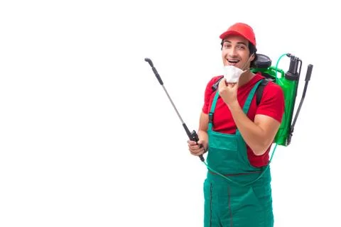 Pest control contractor isolated on white background 스톡 사진