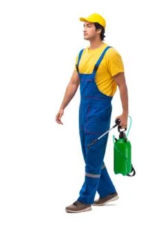 Pest control contractor isolated on white background Stock Photos