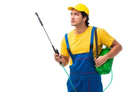 Pest control contractor isolated on white background Stock Photos