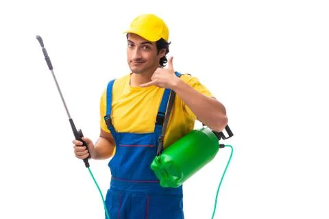 Pest control contractor isolated on white background Stock Photos