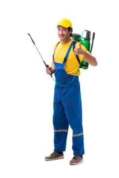 Pest control contractor isolated on white background Stock Photos