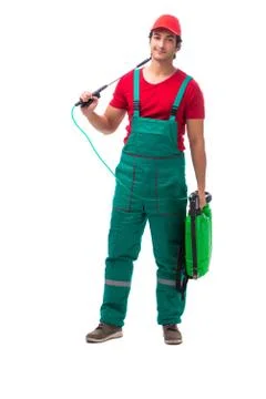 Pest control contractor isolated on white background Stock Photos