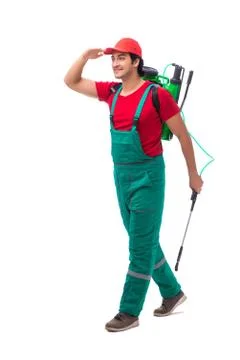 Pest control contractor isolated on white background Stock Photos