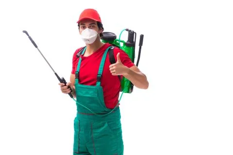 Pest control contractor isolated on white background 库存照片