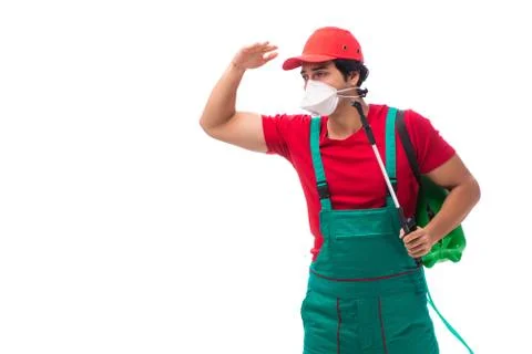 Pest control contractor isolated on white background Stock Photos
