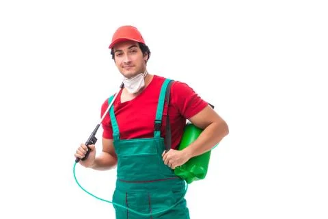 Pest control contractor isolated on white background Stock Photos