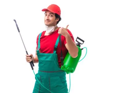 Pest control contractor isolated on white background Stock Photos