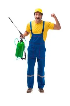 Pest control contractor isolated on white background Stock Photos