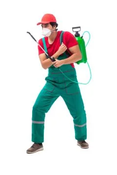 Pest control contractor isolated on white background Stock Photos