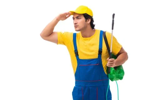 Pest control contractor isolated on white background Stock Photos