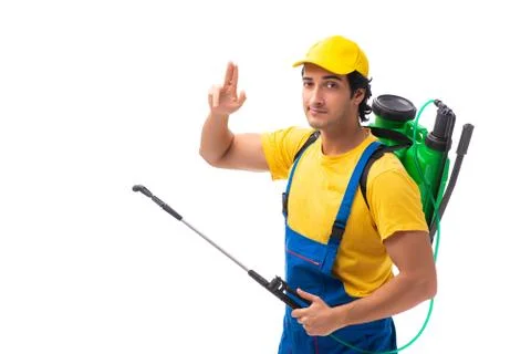 Pest control contractor isolated on white background Stock Photos