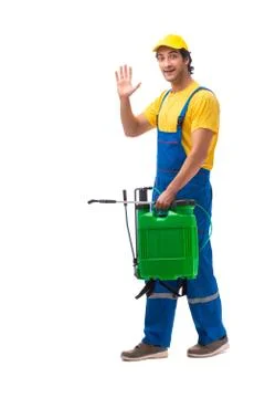 Pest control contractor isolated on white background Stock Photos