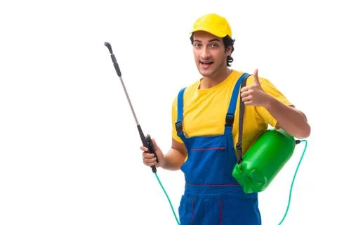 Pest control contractor isolated on white background 스톡 사진