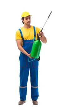 Pest control contractor isolated on white background Stock Photos
