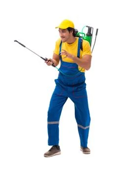 Pest control contractor isolated on white background Stock Photos
