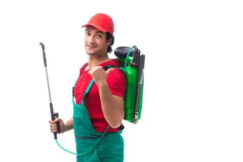 Pest control contractor isolated on white background Stock Photos