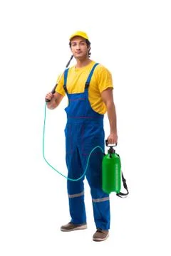 Pest control contractor isolated on white background Stock Photos